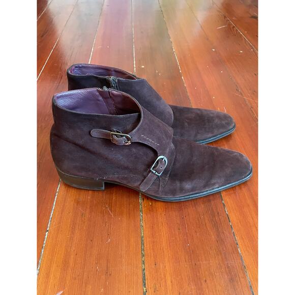 Mezlan Men’s Brown Suede Double Monk Strap Ankle Boots Size 10M Spain - Picture 3 of 7